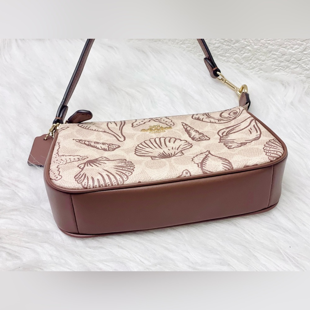 NWT Coach Nolita 19 With Shell Print Signature Canvas CBK79 Gold/Sand Multi - Picture 8 of 10